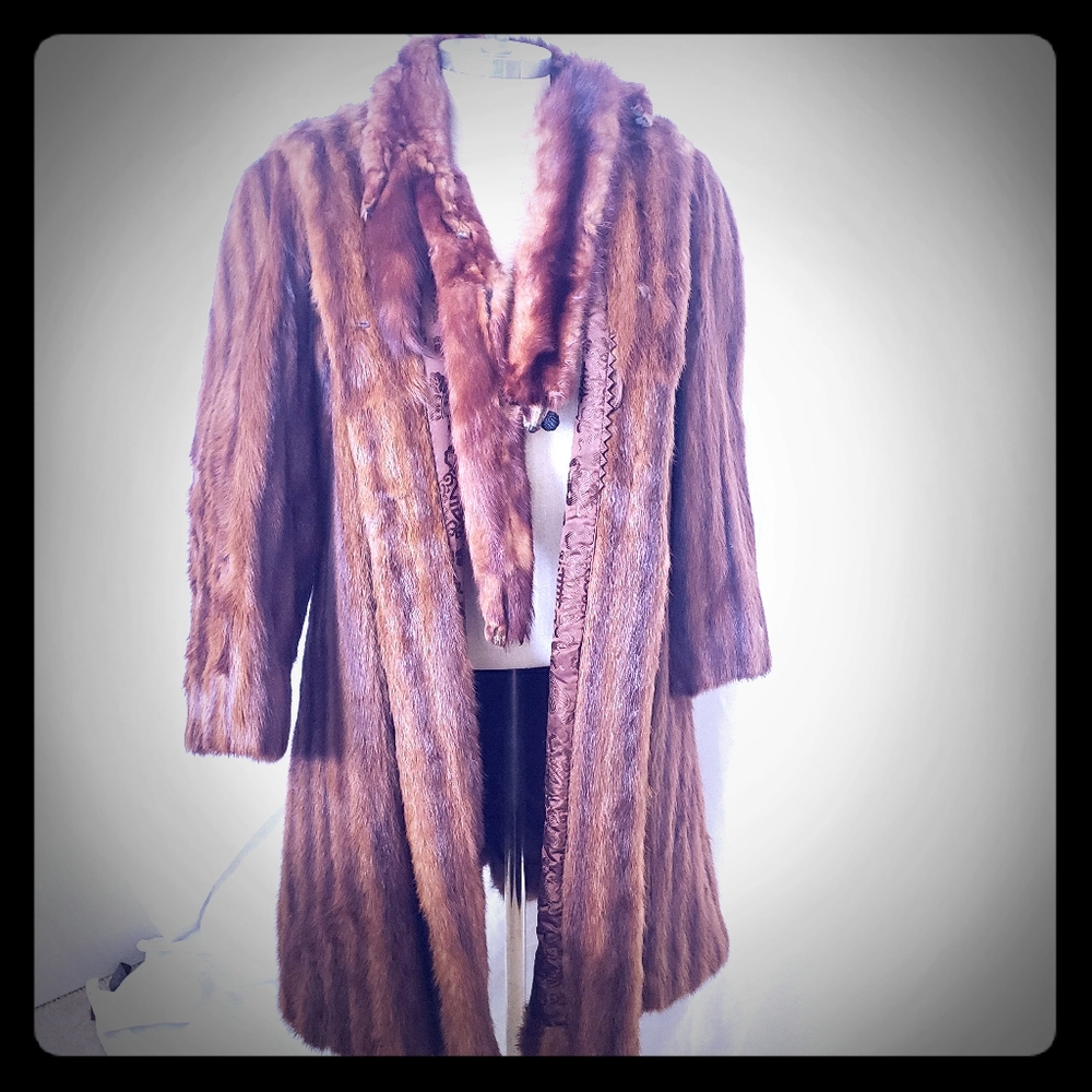 100% Genuine Mink coat, scarf, hat